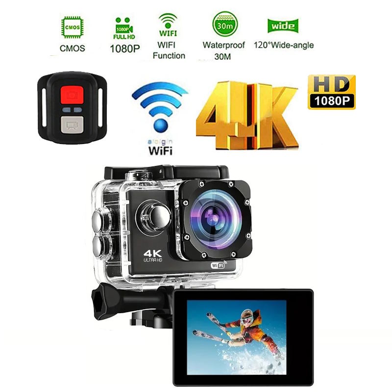 עם שלט חדישה 2026 D4409 WIFI 4K מצלמת ספורט אקסטרים.