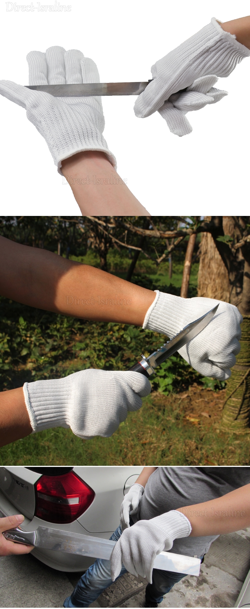 D5637 כפפות עבודה נגד חיתוך עם חוטי פלדה