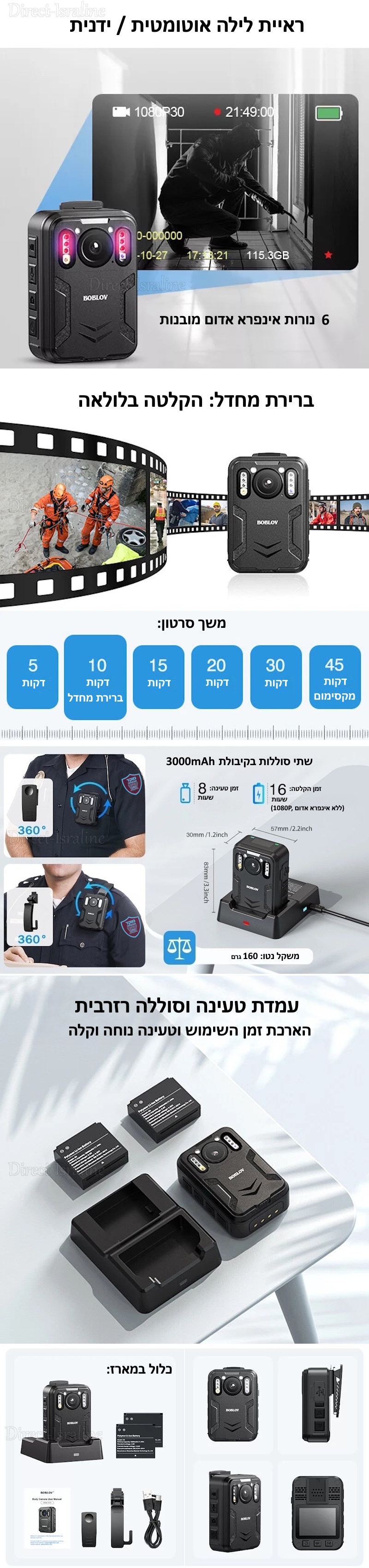 BOBLOV B4K2 128G 4K GPS מצלמת גוף משטרתית עם ראיית לילה לשוטרים ואנשי ביטחון BOBLOV B4K2 128G 4K GPS מצלמת גוף משטרתית עם ראיית לילה לשוטרים ואנשי ביטחון.