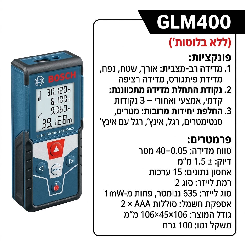 מד מרחק לייזר Bosch GLM 400