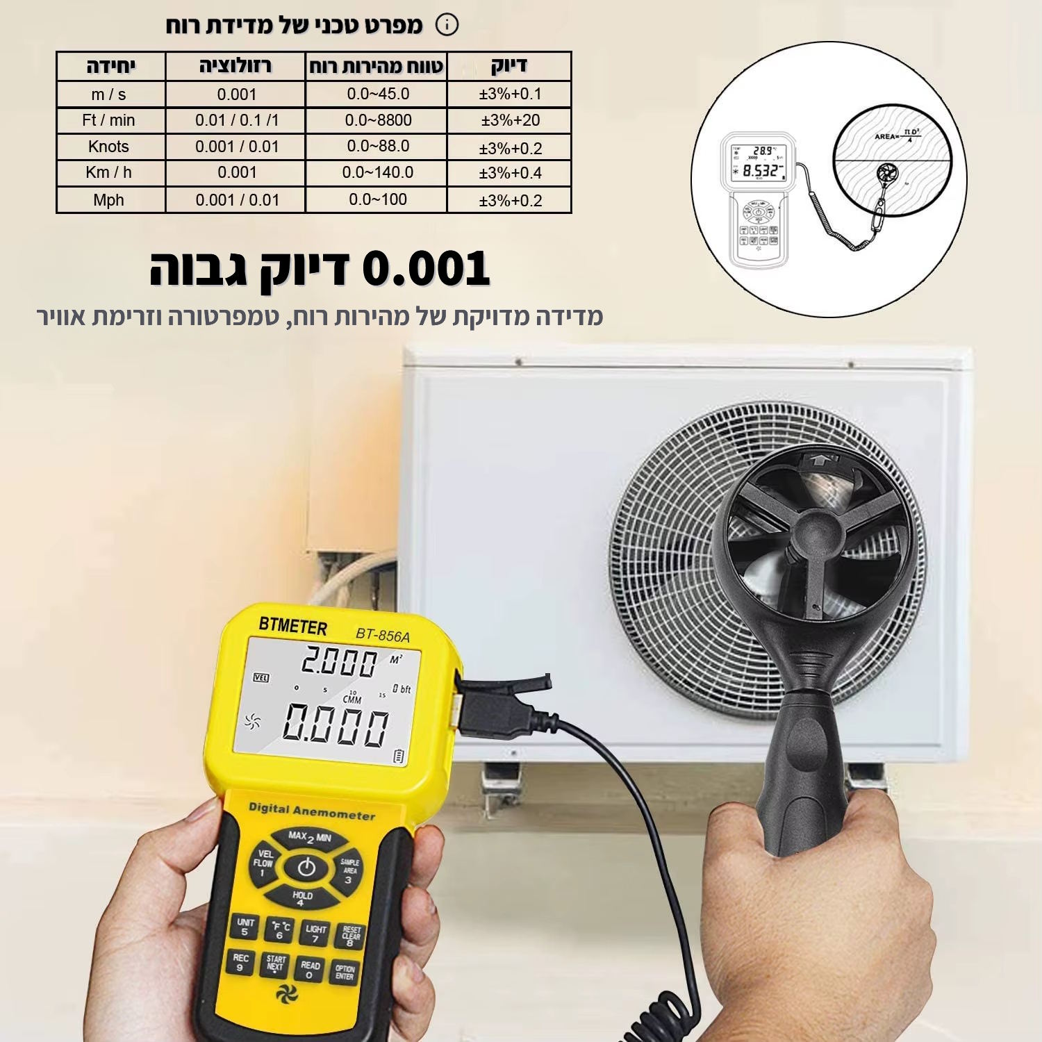 BT-856A Pro USB מד רוח מקצועי עם חיבור למחשב