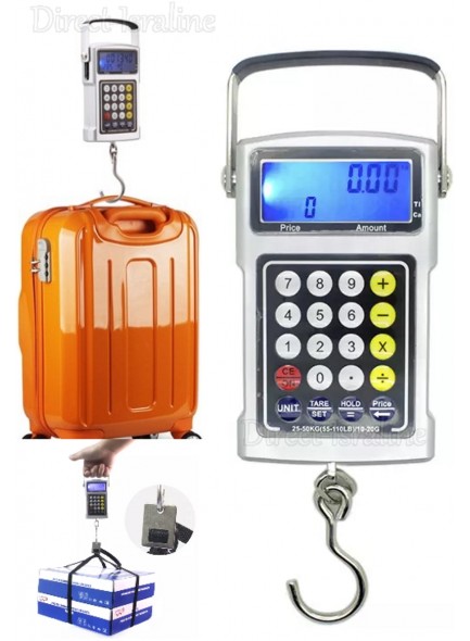 משקל תליה דיגיטלי עם 7 פונקציות עד 50 ק"ג בדיוק של 20 גרם למזוודות וציוד DG-01