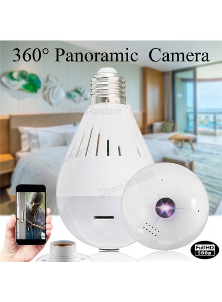 מצלמת אבטחה 360 מעלות בעיצוב נורה בשליטה מרחוק D2986 980P *במלאי מיידי*