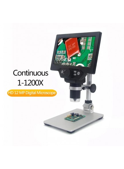 מיקרוסקופ דיגיטלי נטען USB 12MP מגדיל פי 1200 עם מסך 7 אינץ ומעמד/משטח עבודה D6319 *במלאי מיידי*