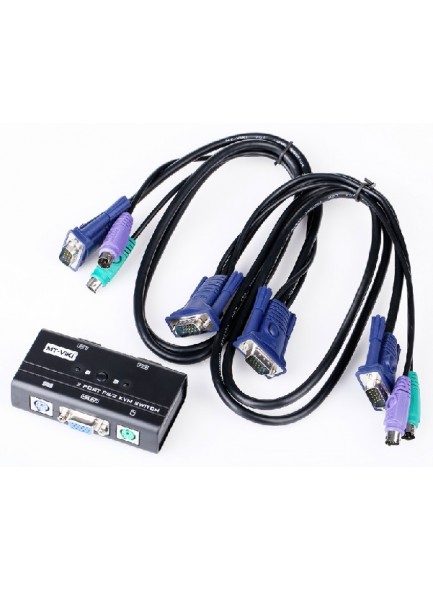 2 PORT KVM SWITCH BOX 2 CABLE PS2 MT-260SL *במלאי מיידי*