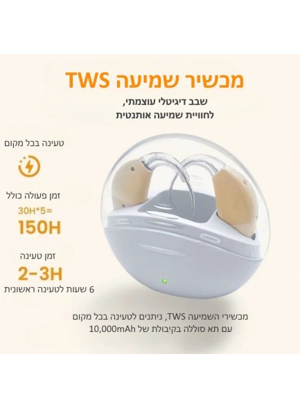 זוג מגברי מכשירי שמיעה המוסתרים מאחורי אוזן שמאל וימין נטענים D6510 *במלאי מיידי*