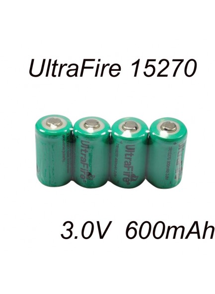 סוללה תואמת (לא מקורית) נטענת UltraFire TR15270 CR2 600mAh 3.0V Li-ion  *במלאי מיידי*