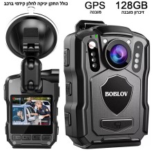 מצלמת גוף משטרתית BOBLOV M5 GPS 1440P HD 128GB עם ראיית לילה לשוטרים ואנשי ביטחון