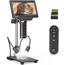Elikliv EM3K-AF מיקרוסקופ דיגיטלי כולל שלט USB 38MP פוקוס אוטומטי מגדיל פי 2000 עם מסך 7 אינץ ומעמד