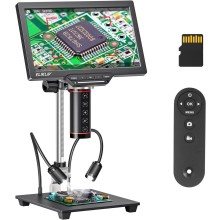 Elikliv EM3K-AF מיקרוסקופ דיגיטלי כולל שלט USB 38MP פוקוס אוטומטי מגדיל פי 2000 עם מסך 10.1 אינץ ומעמד