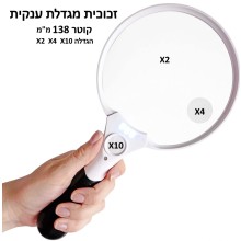 זכוכית מגדלת ענקית 138 מילימטר קוטר ובהגדלה 2X/4X/10X עם תאורה D6310