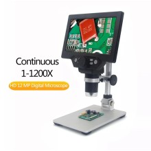 מיקרוסקופ דיגיטלי נטען USB 12MP מגדיל פי 1200 עם מסך 7 אינץ ומעמד/משטח עבודה D6319