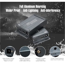 מאריך טווח HDMI Cat5e Cat6 To RJ45 Extender עד 150 מטר כולל אודיו אלחוטי