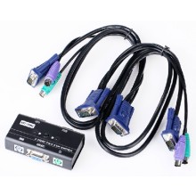 2 PORT KVM SWITCH BOX 2 CABLE PS2 MT-260SL