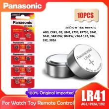10 סוללות PANASONIC AG3 384 392 SR41W SR41 LR41 L736 1.55V