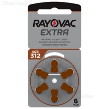 6 סוללות למכשירי שמיעה תוצרת גרמניה RAYOVAC 312