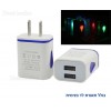 מטען ביתי קיר USB כפול לשקע אמריקאי כולל תאורת לד D2217