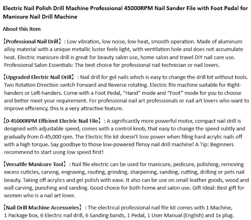 D6465 מכשיר פדיקור מניקור מכונת שיוף מקצועית חשמלית דיגיטלית.