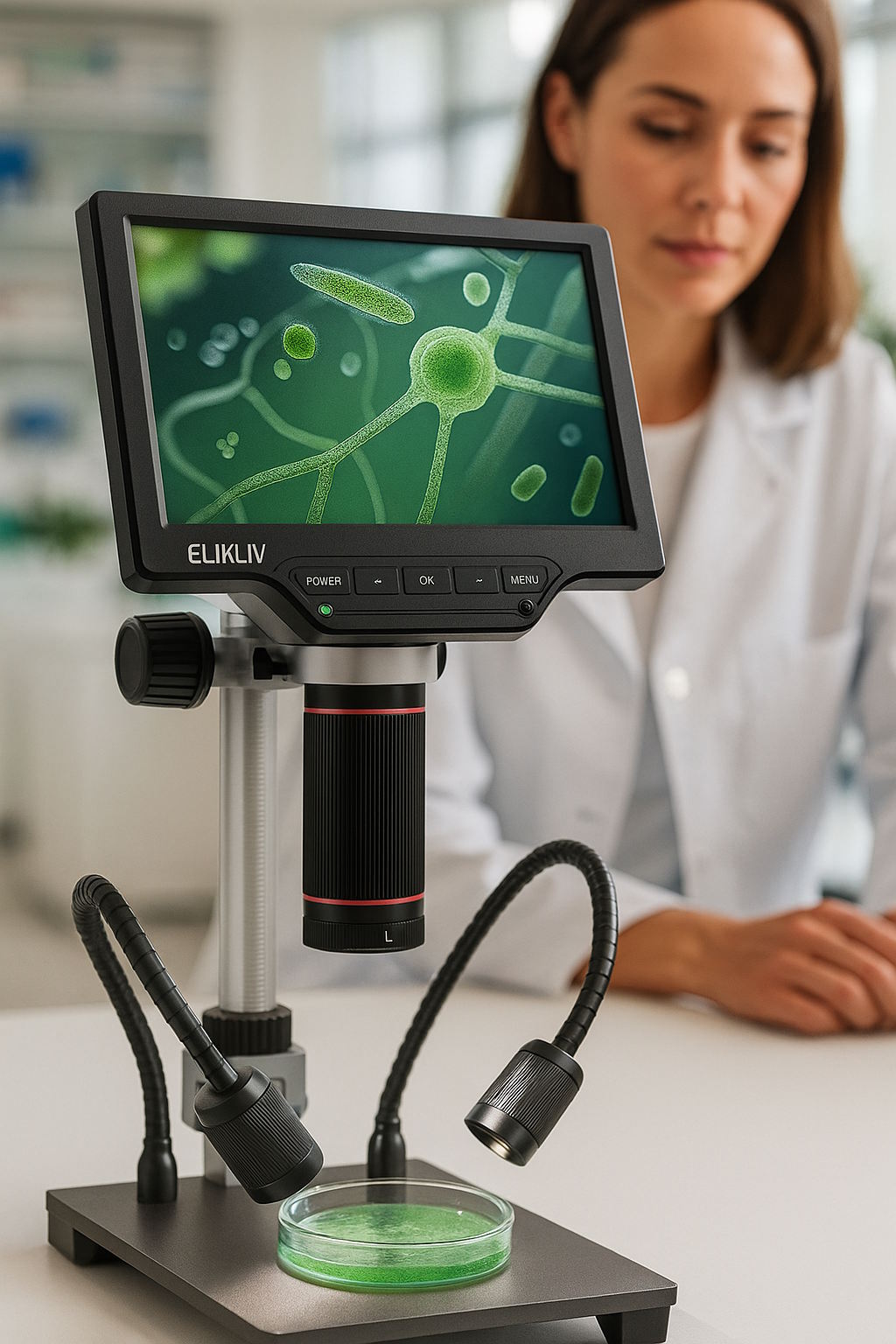 Elikliv TL301 עם מסך 7 אינץ מגדיל פי 2000 USB 4K מיקרוסקופ דיגיטלי