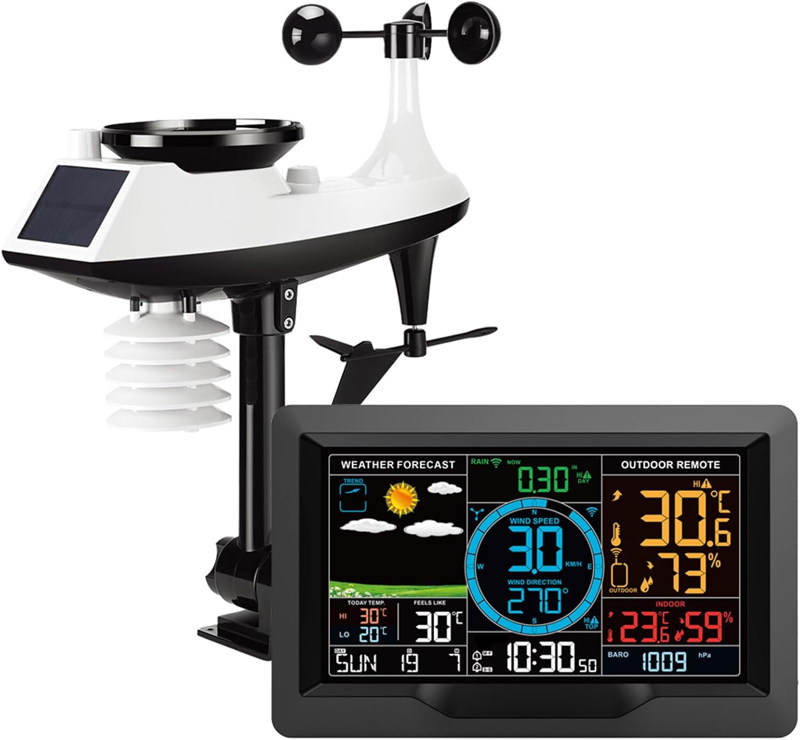 D4608 תחנת מזג אוויר אלחוטית עם שבשבת כפות מד גשם ומצפן