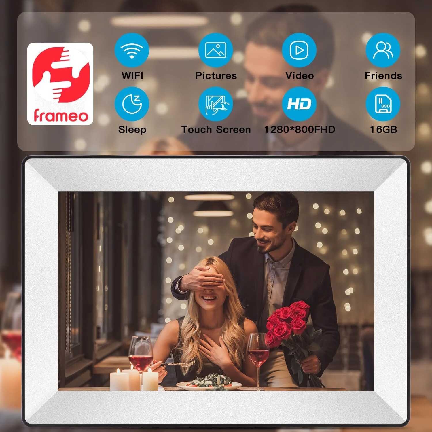 D16282 מסגרת דיגיטלית ‏10.1 ‏אינטש אלחוטית חכמה מופעלת אפליקצייה