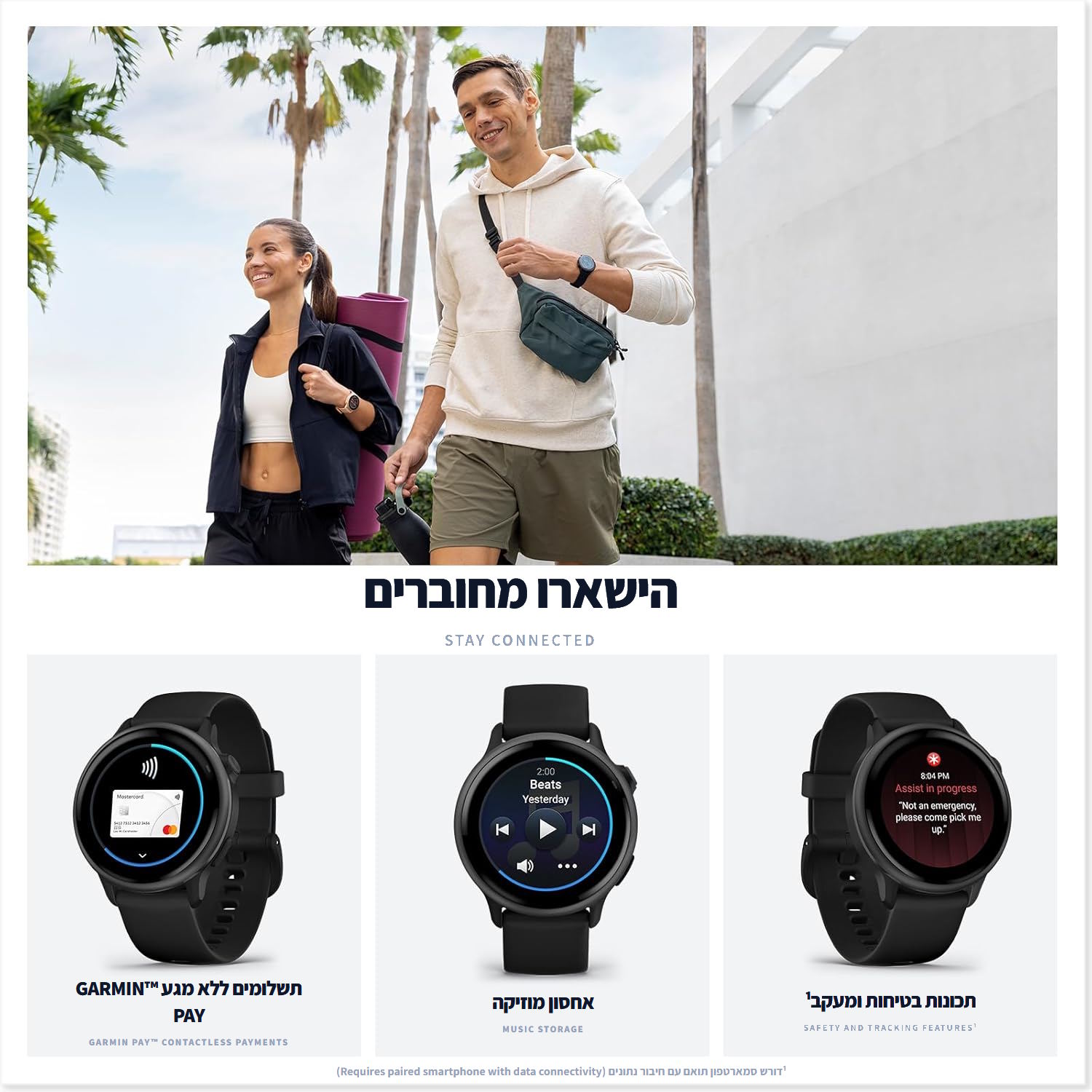 Garmin v&iacute;voactive 6 GPS AMOLED 42mm 010-02985-00 שעון פעילות ודופק.