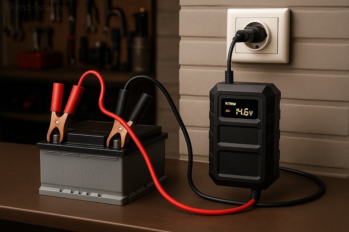 D4055 12V 20A מטען מצברים דיגיטלי צבעוני אוטומטי חכם לכל סוגי המצברים.