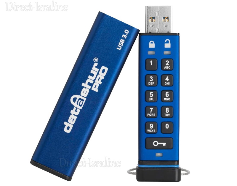 iStorage datAshur Pro 256-bit 64GB USB 3.0 Secure Encrypted Flash Drive IS-FL-DA3-256-64 זיכרון נייד מוצפן
