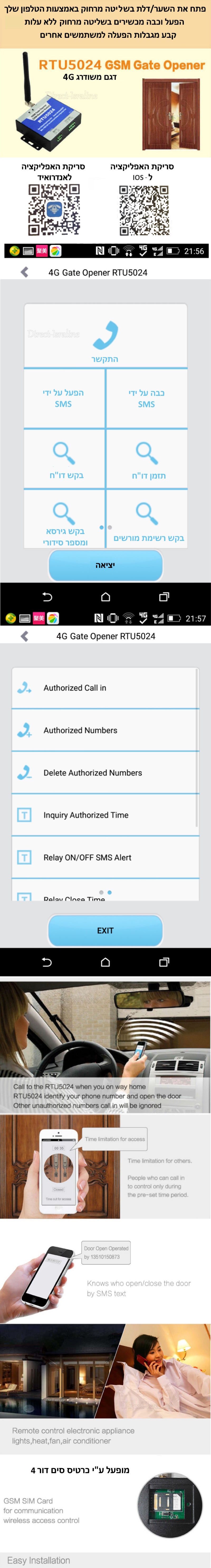 RTU5024 בקר פתיחת שער באמצעות טלפון דור 4.