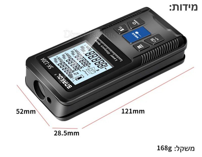 מד מרחק דיגיטלי בקרן לייזר עד 40 מטר SNAKOL SK-40A — דיוק ±2 מ