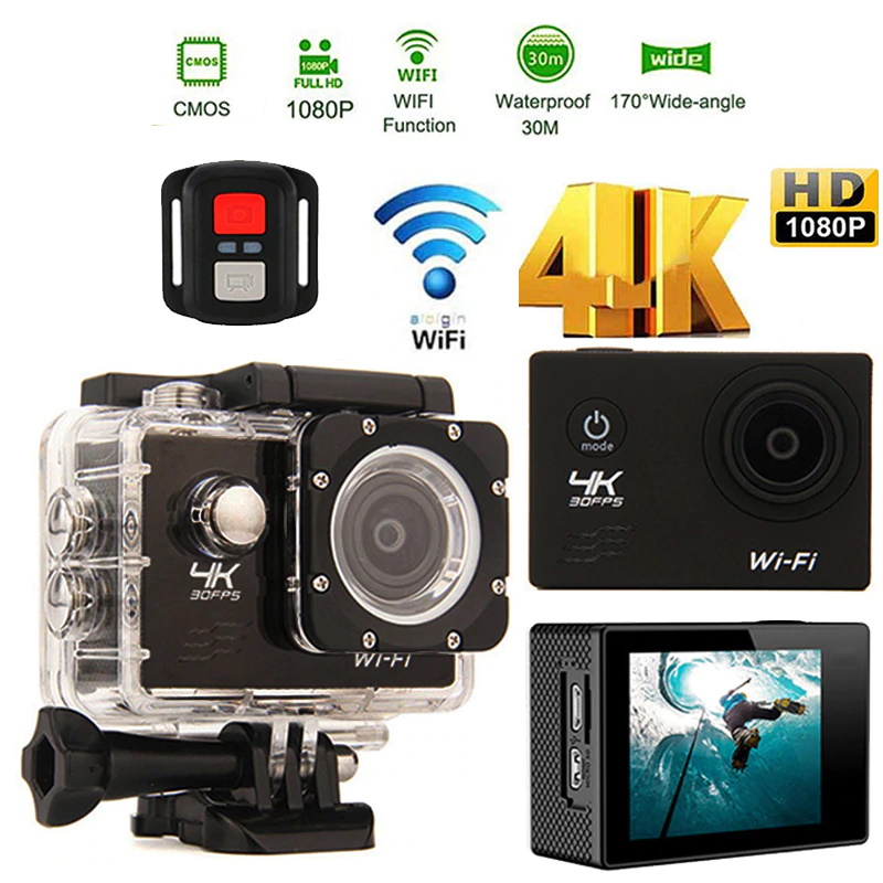 עם שלט חדישה 2026 D4409 WIFI 4K מצלמת ספורט אקסטרים.