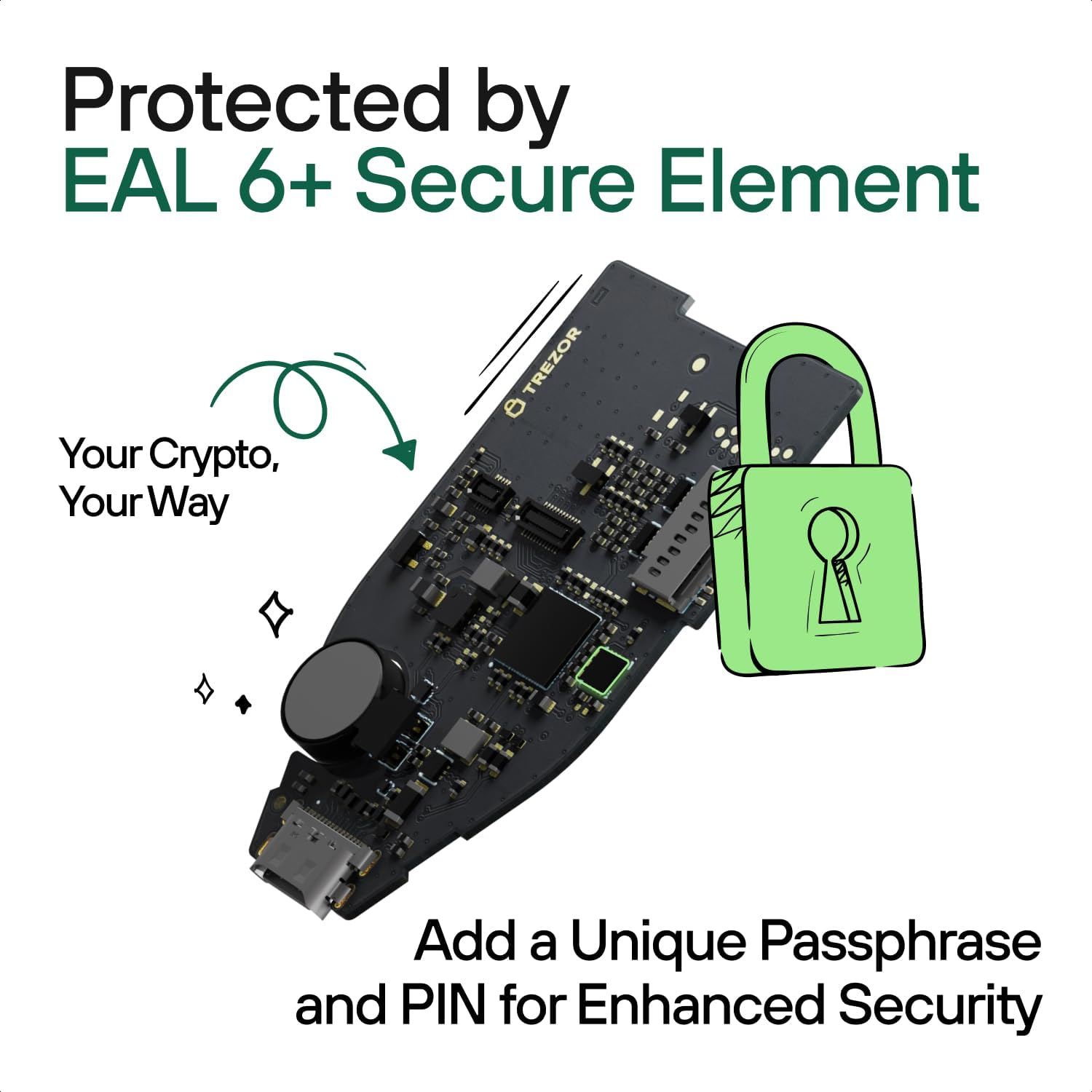 Trezor Safe 5 ארנק חומרה מוצפן לביטקוין עם מסך מגע.