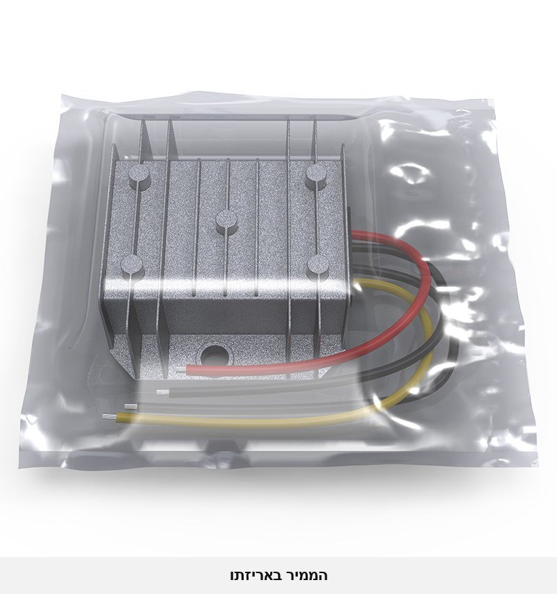 ממיר מוריד מתח UENPO מ-15-90V ל-12V &mdash; 10A / 120W, לרכב, משאיות, קלנועיות, סולארי ותעשייה (מתאים למערכות 24V / 36V / 48V / 60V / 72V), אטום למים.