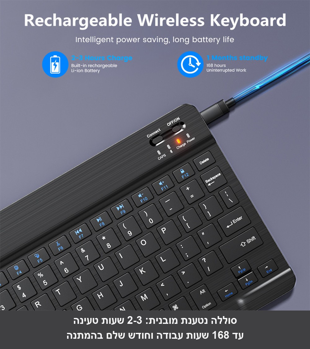 סט מקלדת מיני אלחוטית דקה עברית/אנגלית עם עכבר אלחוטי D6710.