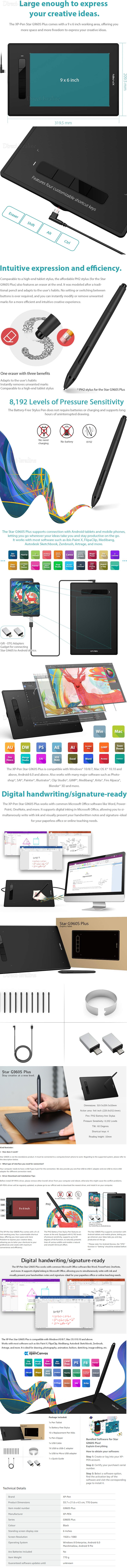 XP-Pen Star G960S Plus לוח כתיבה אלקטרוני.